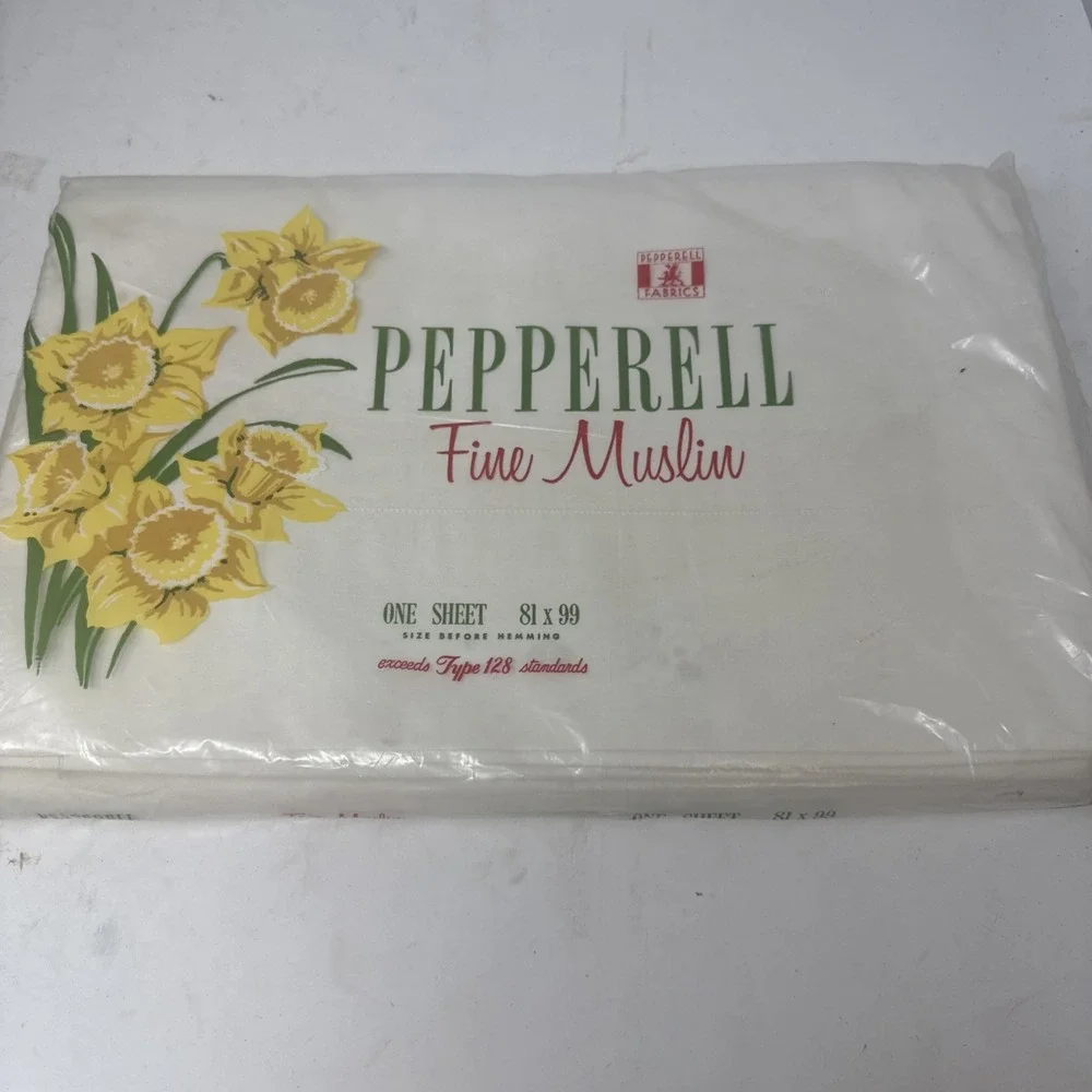 VTG Pepperell Muslin Twin Bed Sheet Bedding White Made in USA 1960s 1970s NOS